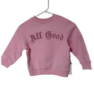 Good American Kids All Good Studded Pink Fleece Sweatshirt 3T Rose Quartz GS0471
